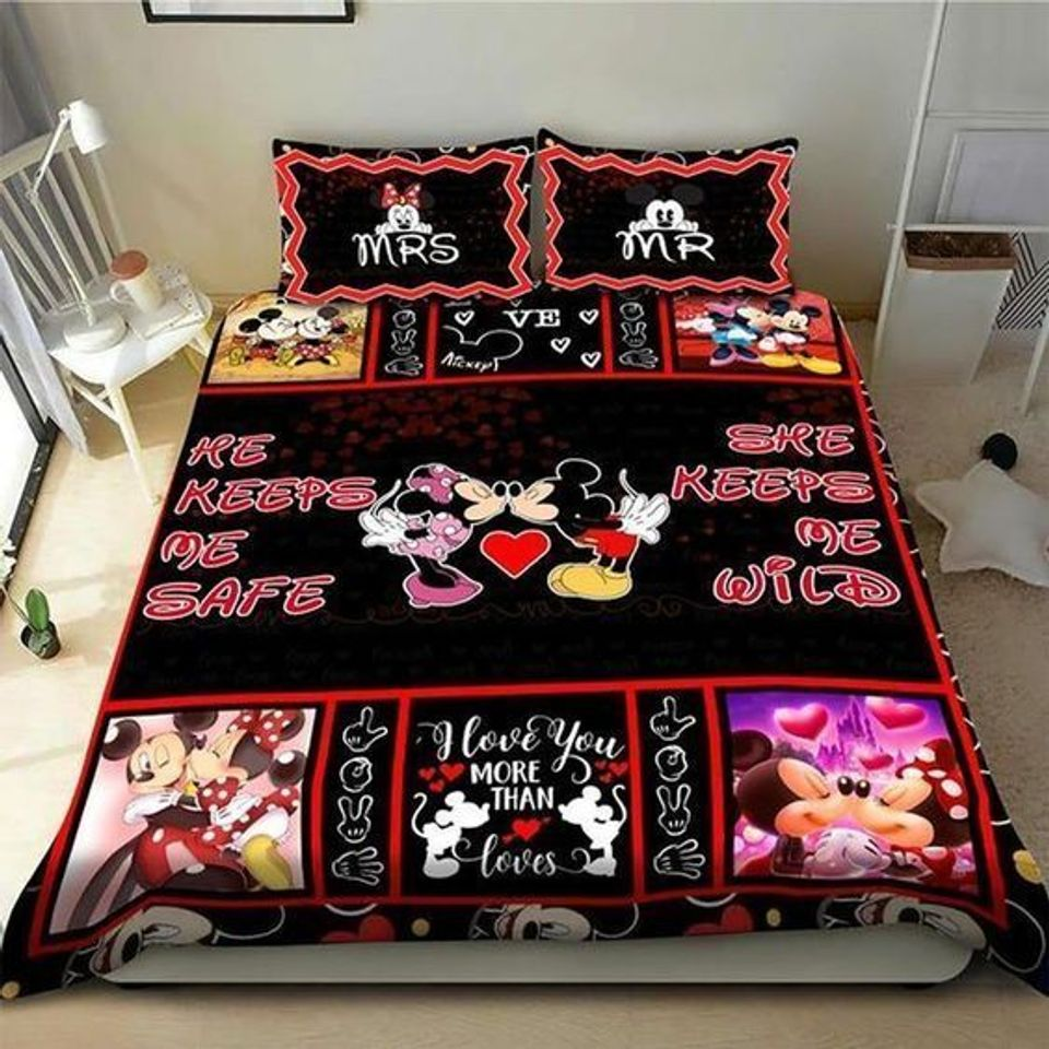 MM Bedding Set DN He Keeps Me Safe She Keeps Me Safe Duvet Covers Black Red Unique Gift