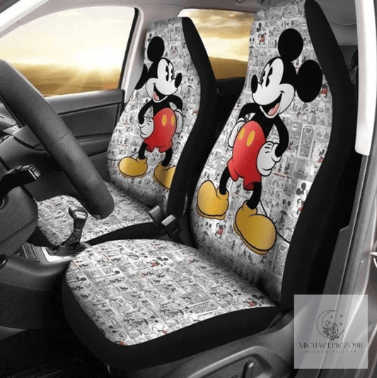 MM Car Seat Covers Vintage MM Comic Pattern Seat Covers White