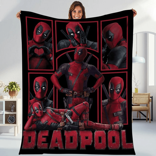 Deadpool Blanket Deadpool Cool Cute Funny Poses Blanket Red Black