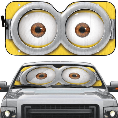 Minions Car Sun Shade Minions Big Eyes Opening Graphic Winshield Sun Shade Yellow