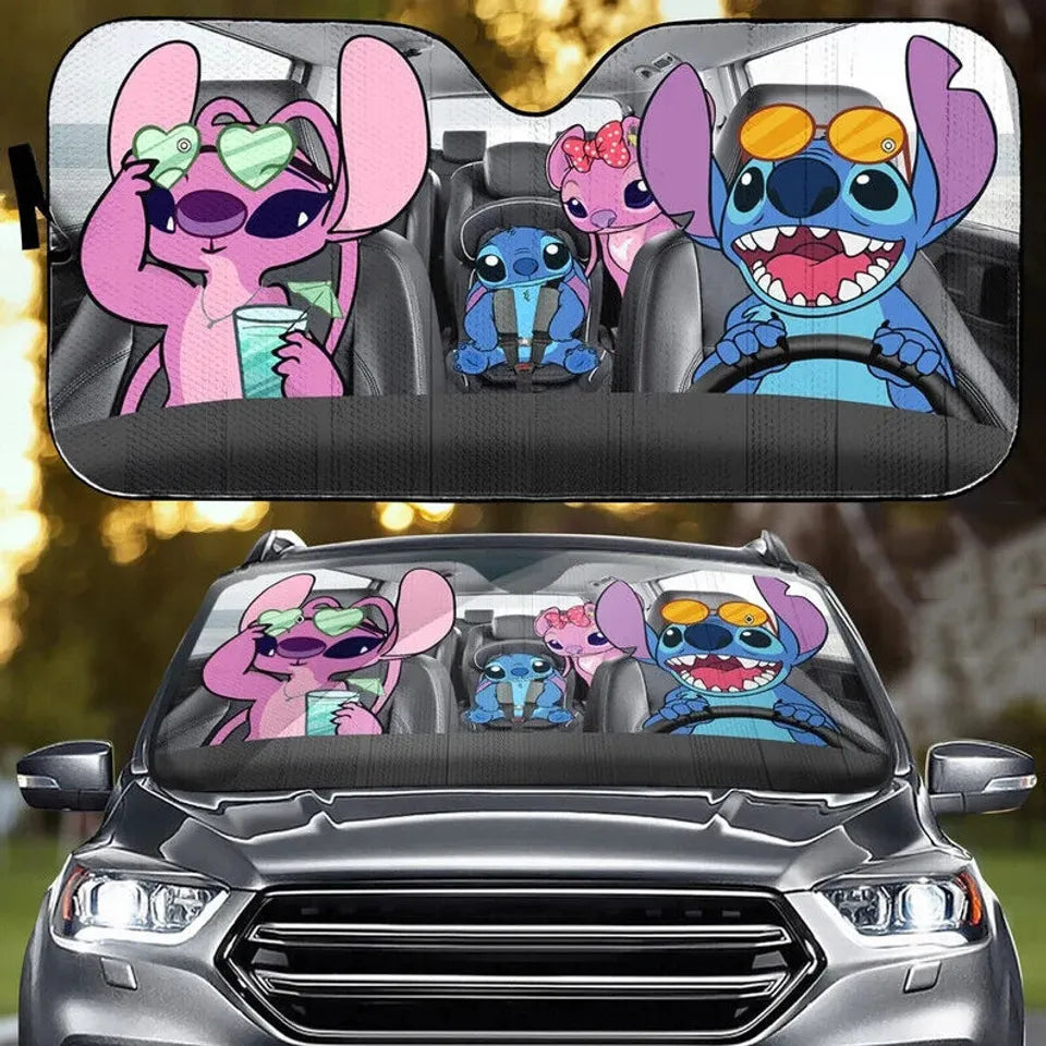 Stitch Car Sun Shade Stitch And Angel Family Winshield Sun Shade Colorful