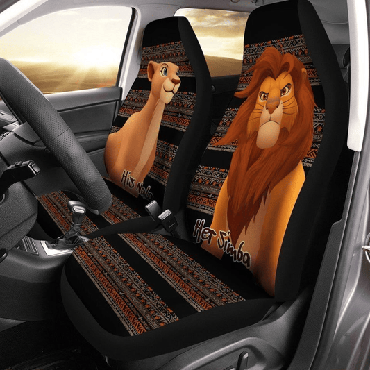 LK Car Seat Covers His Nala Her Simba Seat Covers Black Brown