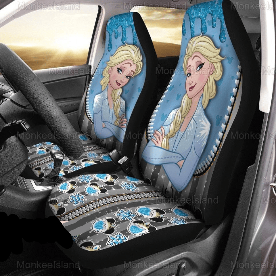 Frozen Car Seat Covers Elsa Zipper Mouse Head Pattern Seat Covers Blue