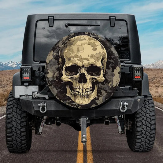 Skull Spare Tire Cover Skull With Camoflage Pattern Tire Covers Black Yellow