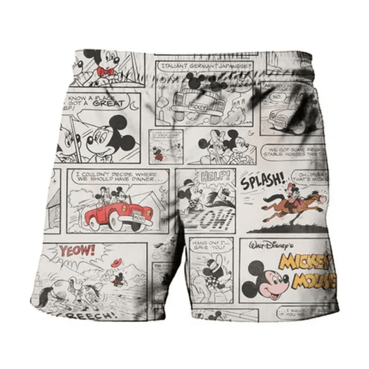 MM Shorts Vintage DN MM Comic Pattern Beach Shorts White