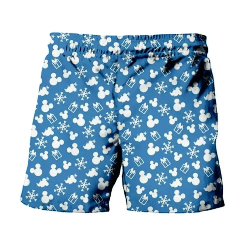 DN Shorts Mouse Head Gifts Snowflakes Pattern Beach Shorts Blue White