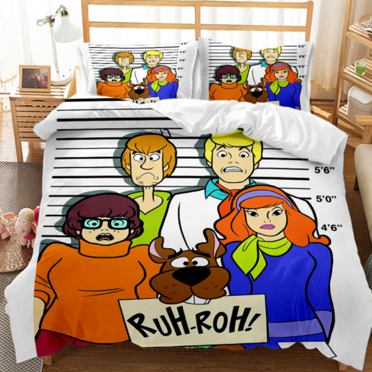 Scooby-Doo Bedding Set Scooby-Doo And Characters Taking Picture Duvet Covers White Unique Gift