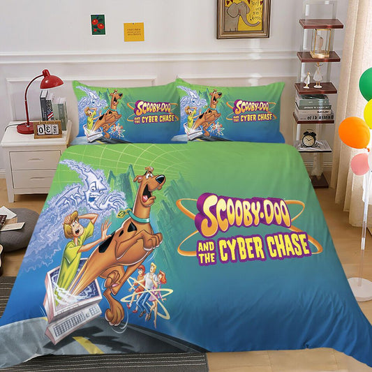 Scooby-Doo Bedding Set Scooby-Doo And The Cyper Chase Duvet Covers Blue Green Unique Gift