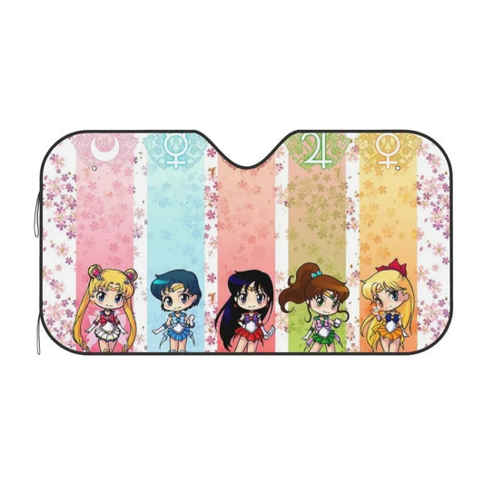 Sailor Moon Car Sun Shade Sailor Moon Team Chibi Style Winshield Sun Shade Colorful