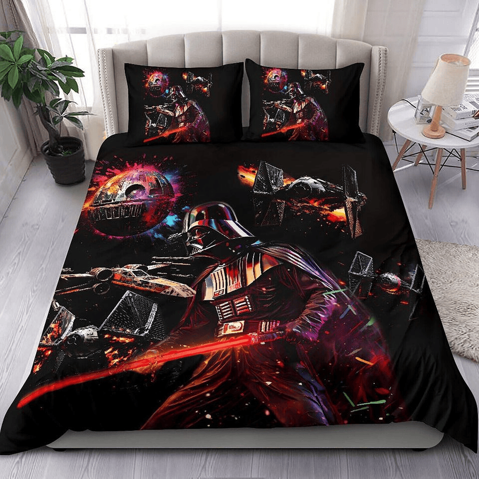 SW Bedding Set SW Darth Vader And Ships Duvet Covers Black Unique Gift