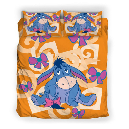 WTP Bedding Set DN WTP Eeyore And Ribbon Pattern Duvet Covers Orange Unique Gift