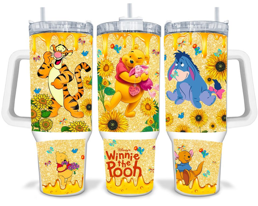 WTP 40 Oz Tumbler Tigger Pooh Eeyore Honey Jar Tumbler 40 Oz Yellow