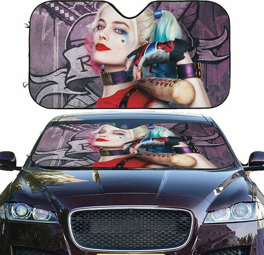 Harley Quinn Car Sun Shade Harley Quinn Suicide Squad Graphic Winshield Sun Shade Colorful