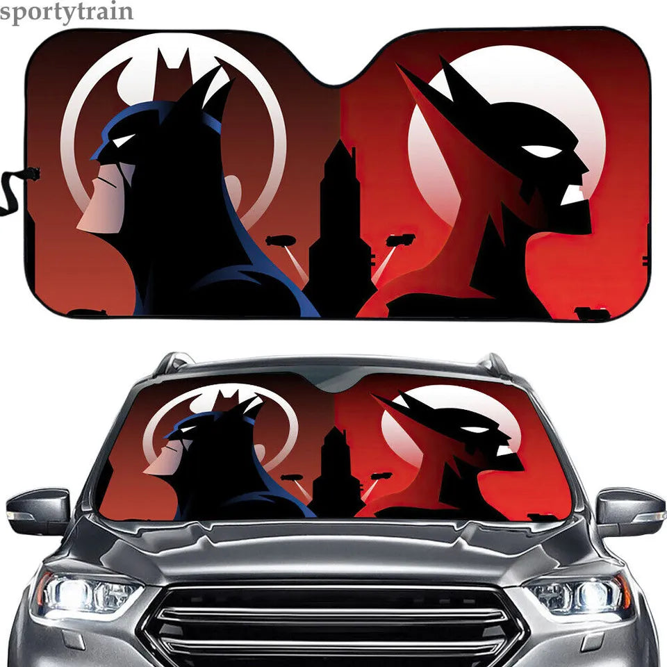 Batman Car Sun Shade Batman Different Versions Graphic Winshield Sun Shade Black Red