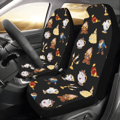 Beauty And The Beast Car Seat Covers DN Beauty And The Beast Characters Pattern Seat Covers Black