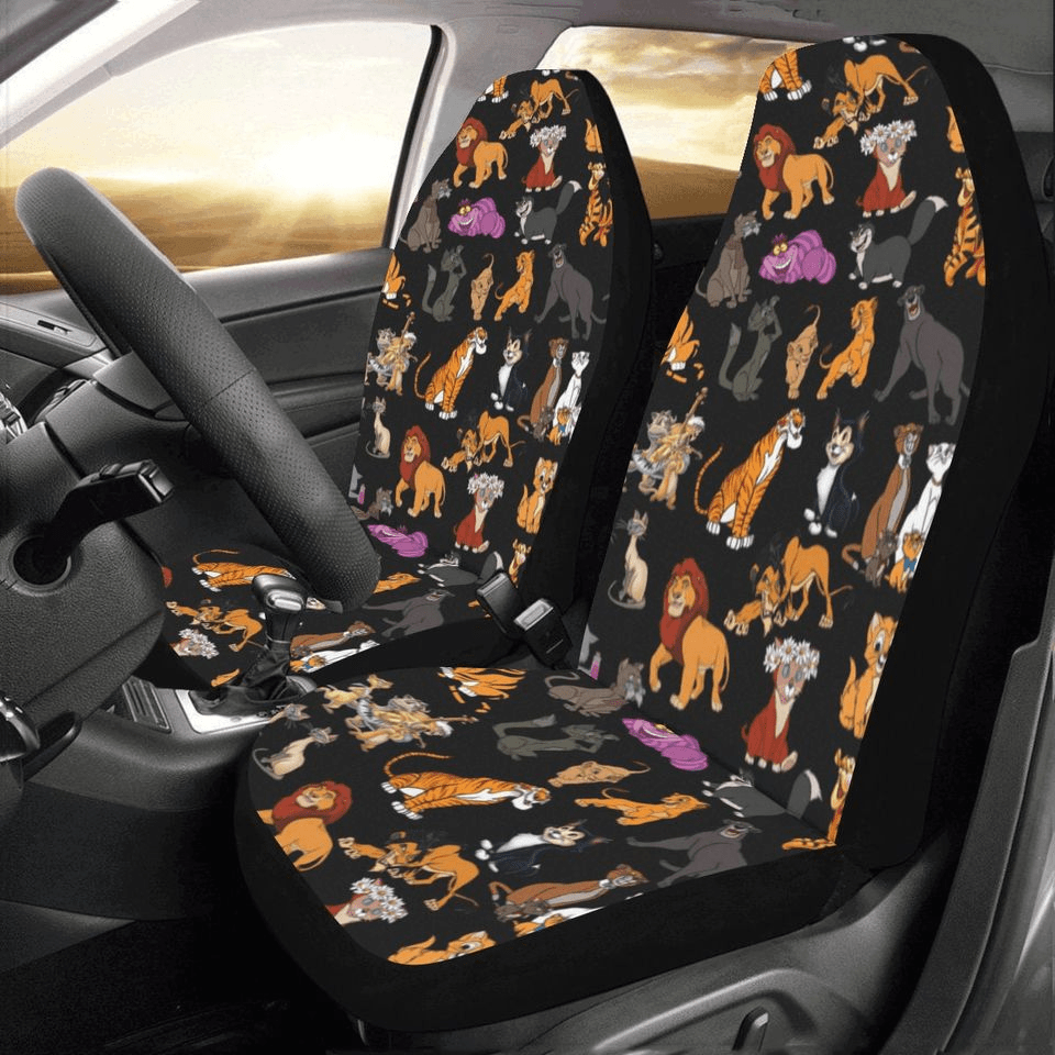 DN Car Seat Covers DN All Cats Characters Pattern Seat Covers Black