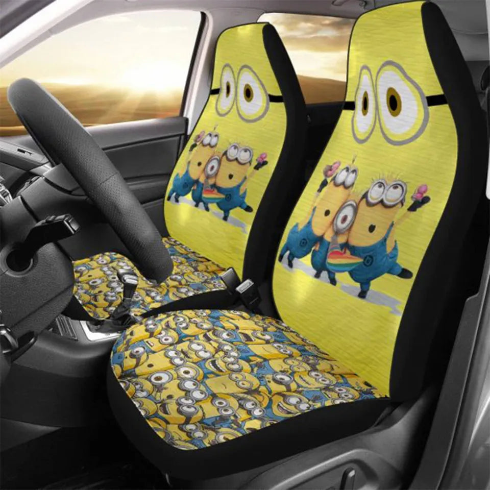 Minion Car Seat Covers All Minions Doodle Pattern Seat Covers Yellow Blue