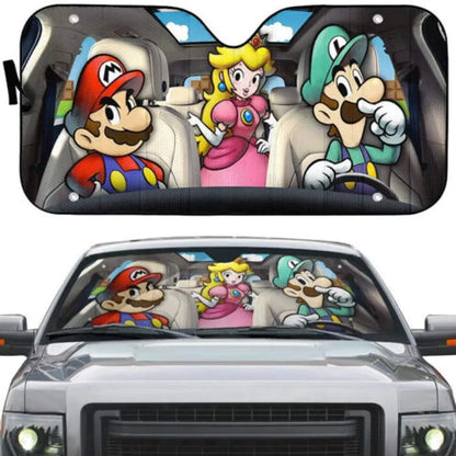 Mario Car Sun Shade Luigi And Mario With Princess Peach Winshield Sun Shade Colorful