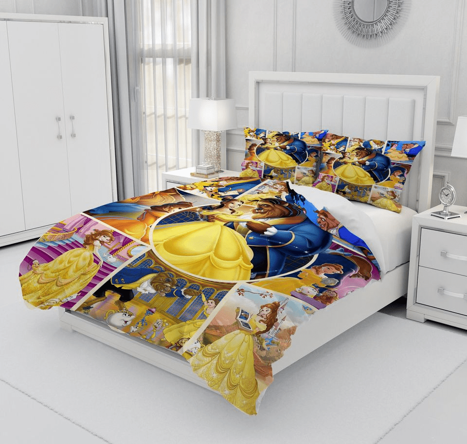 Beauty And The Beast Bedding Set Beauty And The Beast Scene Pattern Duvet Covers Colorful Unique Gift