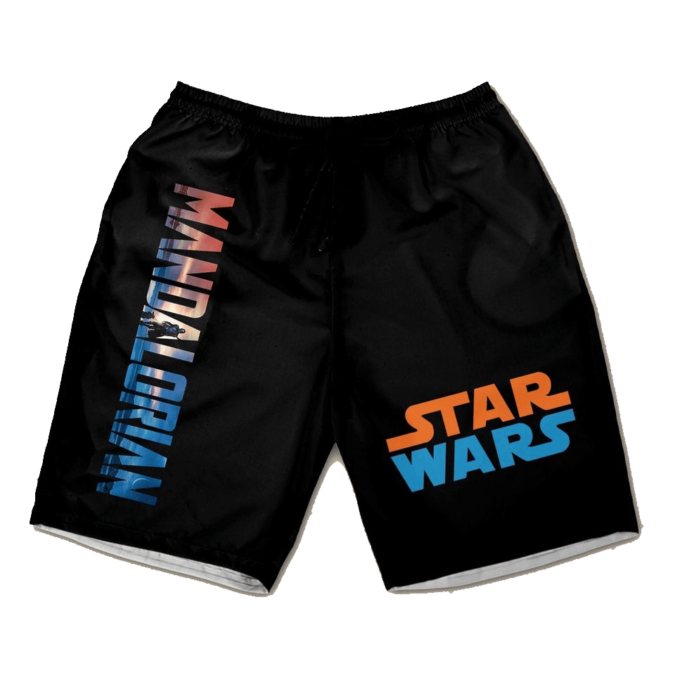 SW Shorts SW Mandalorian Scene Graphic Beach Shorts Black