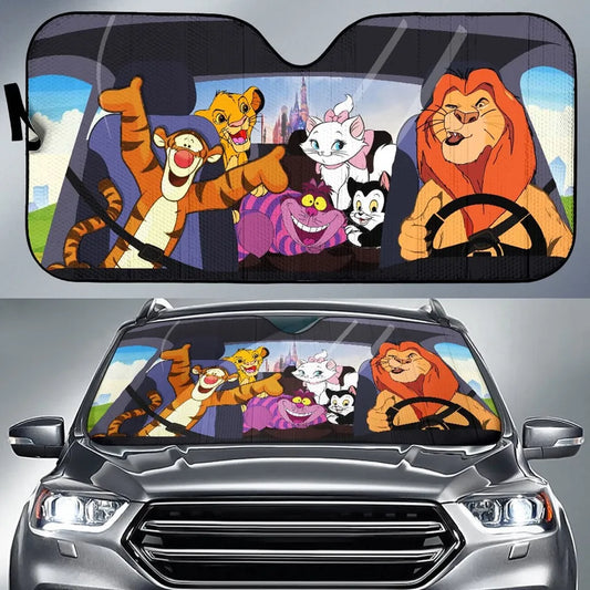 DN Car Sun Shade DN Cats Tigger Cheshire Cat The Aristocats Winshield Sun Shade Colorful