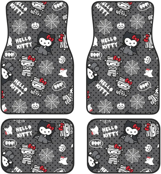 Halloween Car Mats Hello Kitty Cosplays As Halloween Characters Car Floor Mats Gray