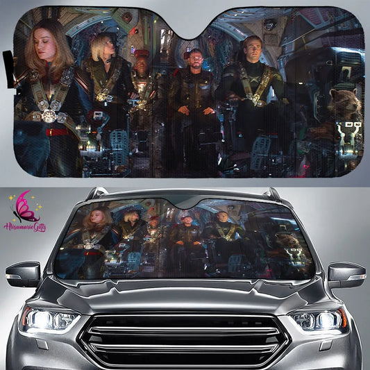 MV Car Sun Shade Avengers Endgame On Spaceship Winshield Sun Shade Black