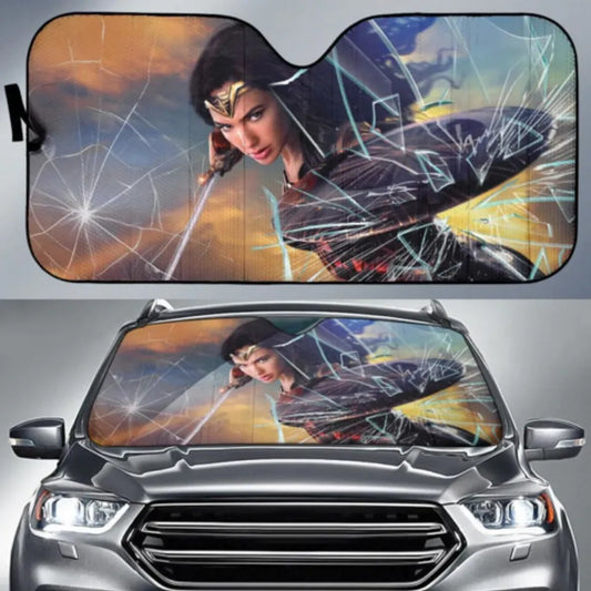 Wonder Woman Car Sun Shade Wonder Woman Breaking The Wall Winshield Sun Shade Colorful