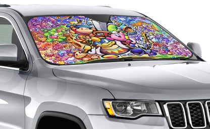 Kirby Car Sun Shade Kirby All Characters Graphic Winshield Sun Shade Colorful