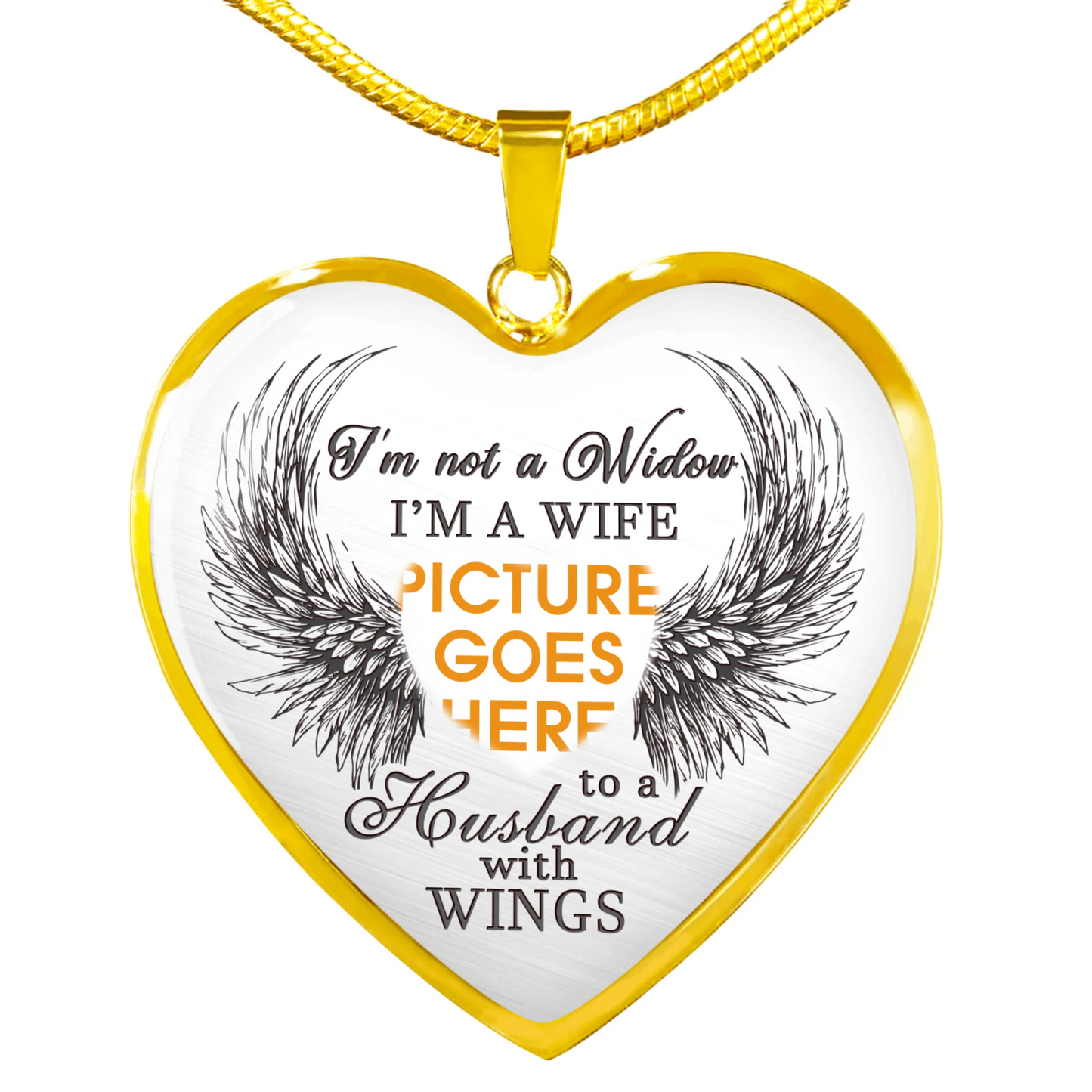 Personalized Memorial Heart Necklace I'm A Wife To A Husband With Wings For Husband Custom Memorial Gift M38