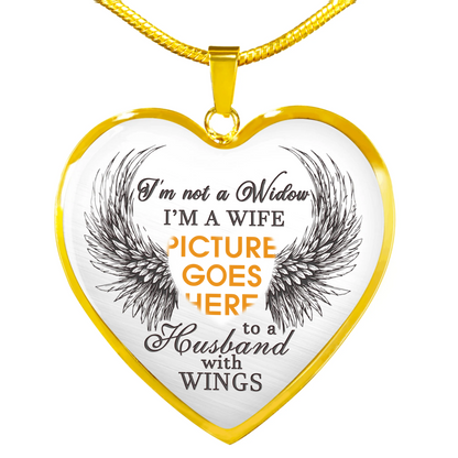 Personalized Memorial Heart Necklace I'm A Wife To A Husband With Wings For Husband Custom Memorial Gift M38