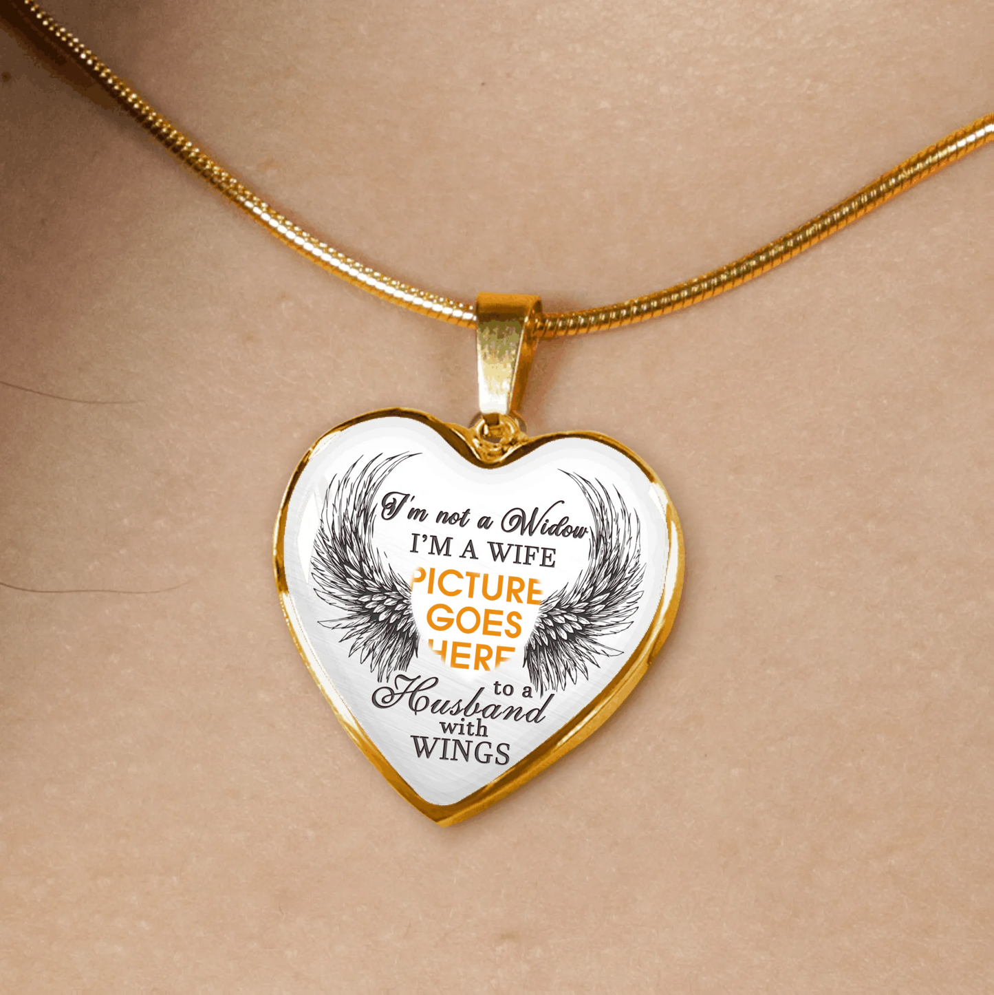 Personalized Memorial Heart Necklace I'm A Wife To A Husband With Wings For Husband Custom Memorial Gift M38
