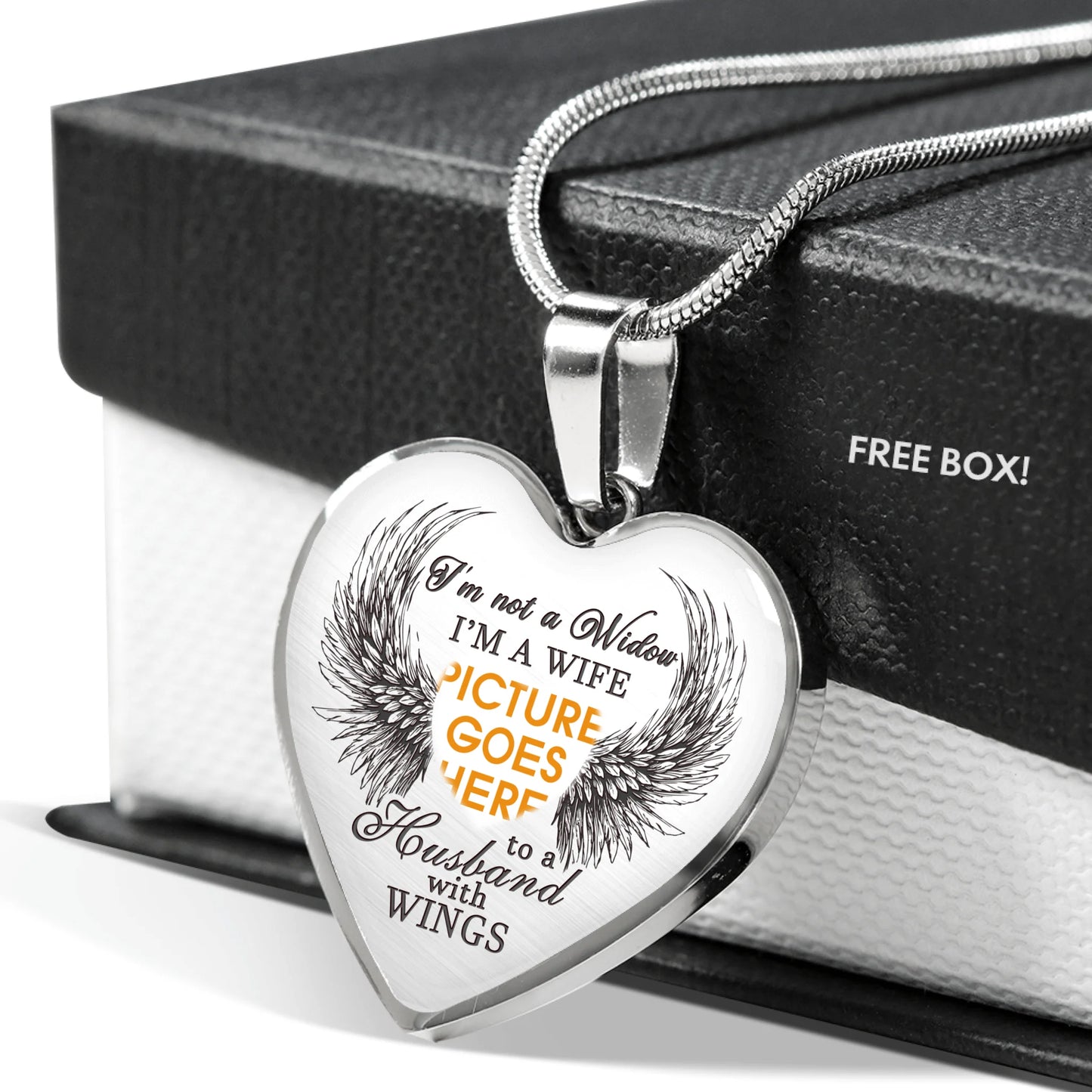 Personalized Memorial Heart Necklace I'm A Wife To A Husband With Wings For Husband Custom Memorial Gift M38