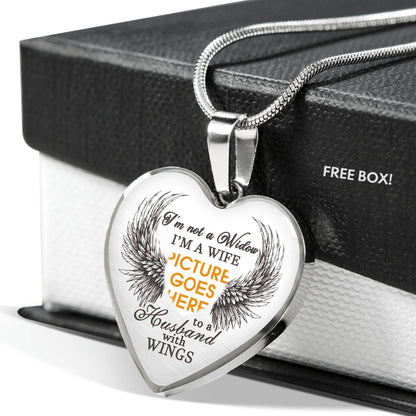 Personalized Memorial Heart Necklace I'm A Wife To A Husband With Wings For Husband Custom Memorial Gift M38