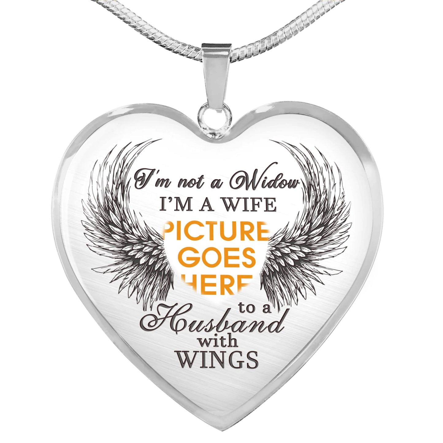 Personalized Memorial Heart Necklace I'm A Wife To A Husband With Wings For Husband Custom Memorial Gift M38