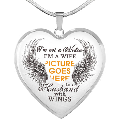 Personalized Memorial Heart Necklace I'm A Wife To A Husband With Wings For Husband Custom Memorial Gift M38