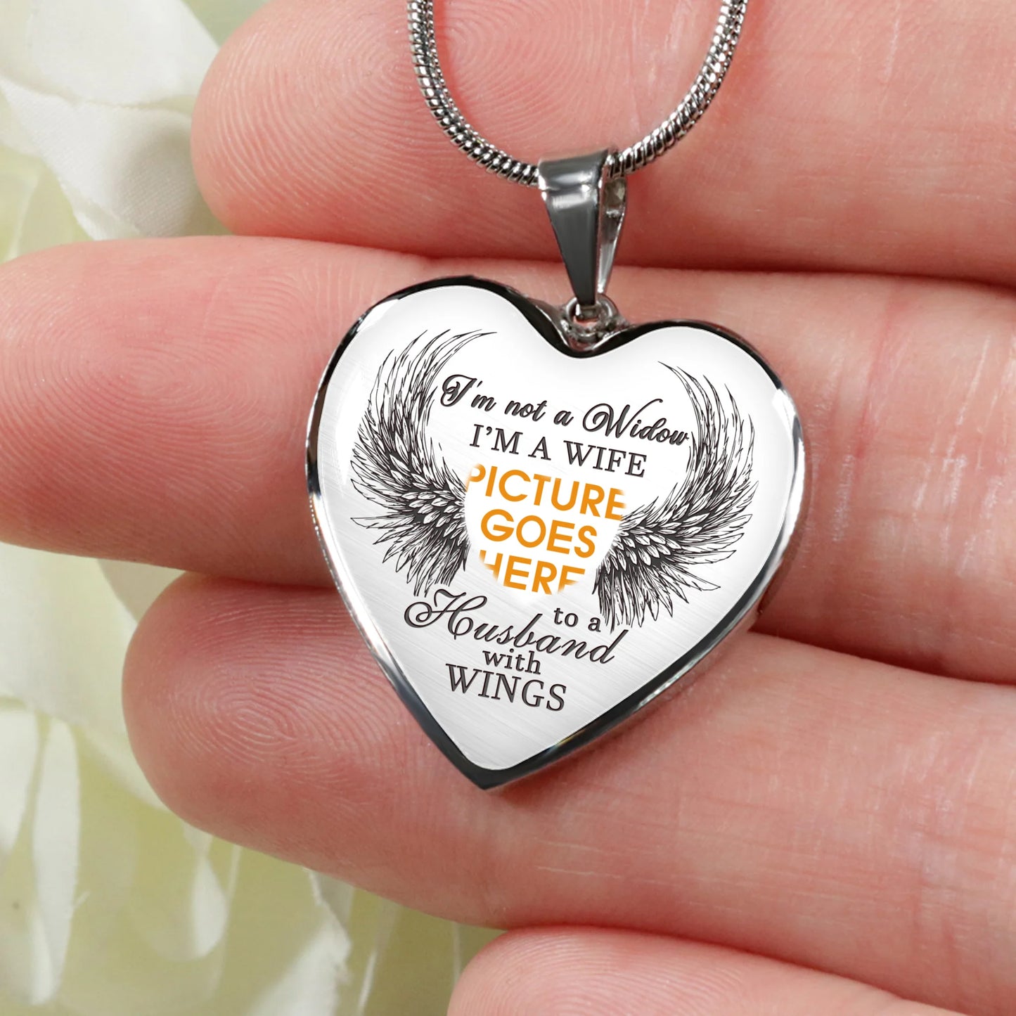 Personalized Memorial Heart Necklace I'm A Wife To A Husband With Wings For Husband Custom Memorial Gift M38