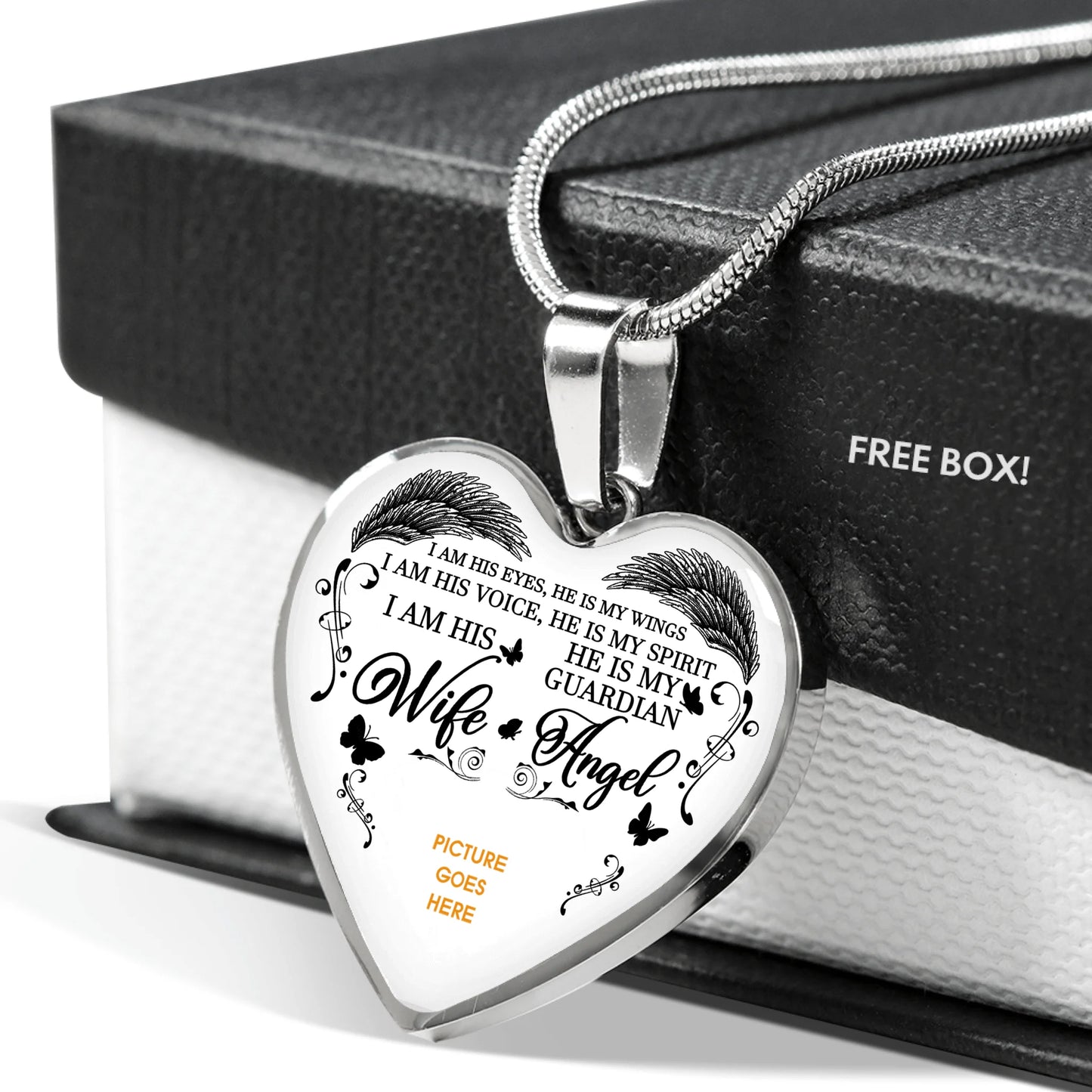 Personalized Memorial Heart Necklace He Is My Guardian Angel Butterfly For Husband Custom Memorial Gift M50.2