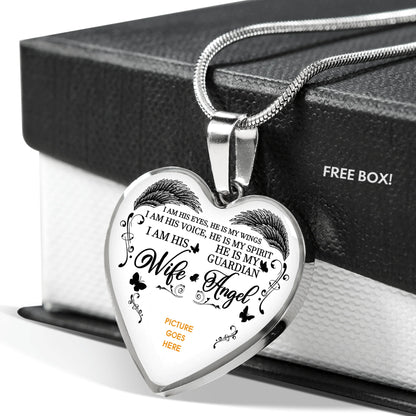 Personalized Memorial Heart Necklace He Is My Guardian Angel Butterfly For Husband Custom Memorial Gift M50.2