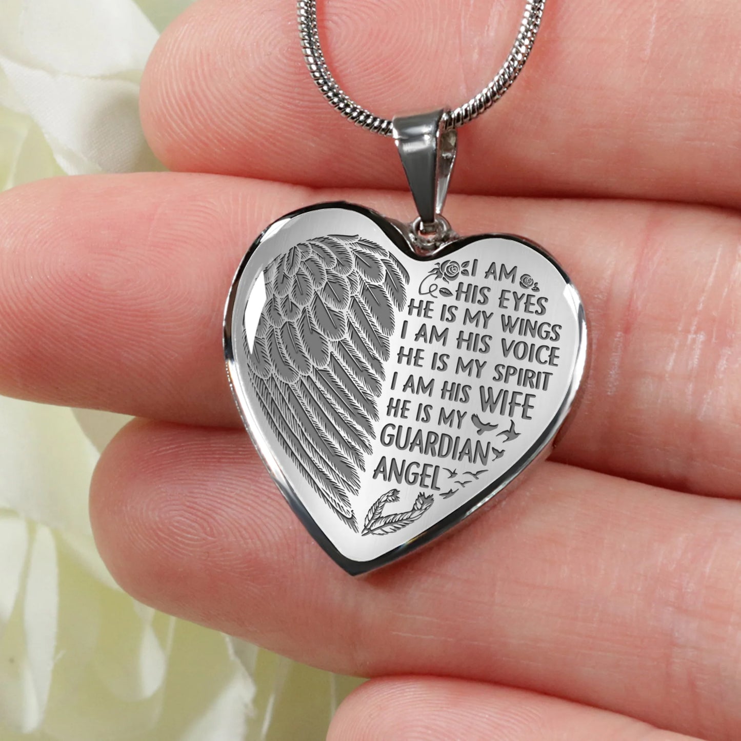 Personalized Memorial Heart Necklace He Is My Guardian Angel For Husband Custom Memorial Gift M50.1