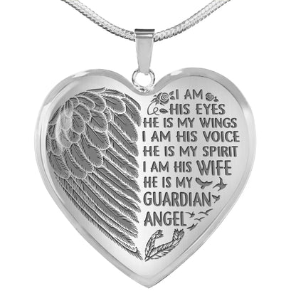 Personalized Memorial Heart Necklace He Is My Guardian Angel For Husband Custom Memorial Gift M50.1