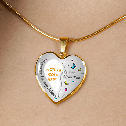 Custom Memorial Heart Necklace For Lost Loved Ones Forever In My Heart Butterfly Heart Necklace Silver M52