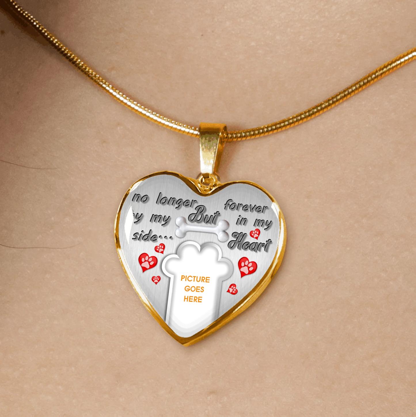 Personalized Memorial Heart Necklace No Longer By My Side For Pet Custom Memorial Gift M56