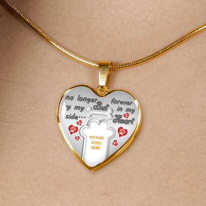 Personalized Memorial Heart Necklace No Longer By My Side For Pet Custom Memorial Gift M56