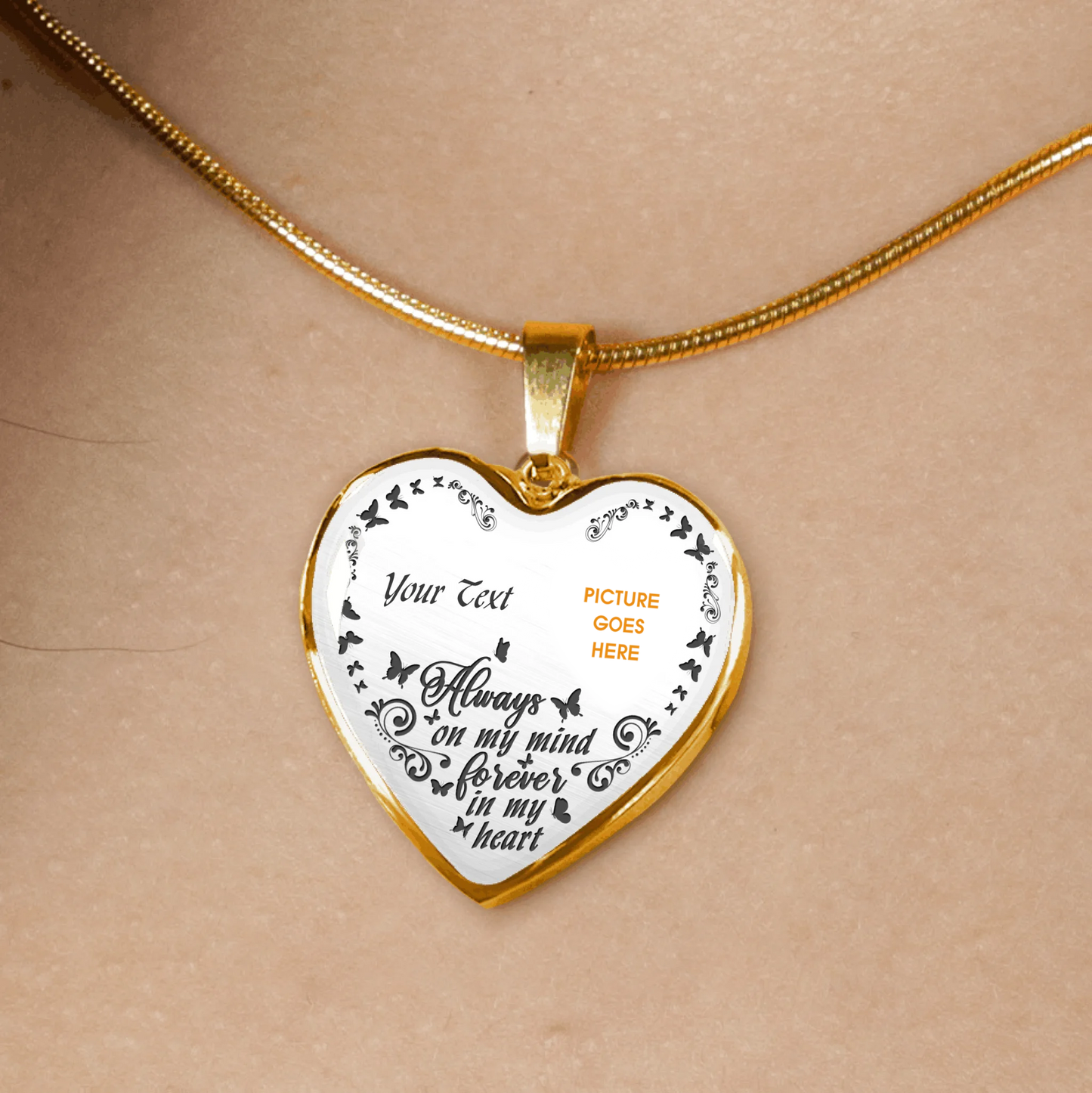 Personalized Memorial Heart Necklace Always On My Mind For Mom Dad Grandma Daughter Son Someone Custom Memorial Gift M57