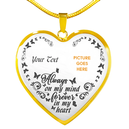 Personalized Memorial Heart Necklace Always On My Mind For Mom Dad Grandma Daughter Son Someone Custom Memorial Gift M57