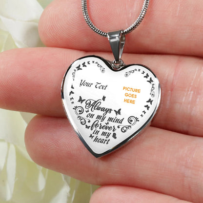 Personalized Memorial Heart Necklace Always On My Mind For Mom Dad Grandma Daughter Son Someone Custom Memorial Gift M57