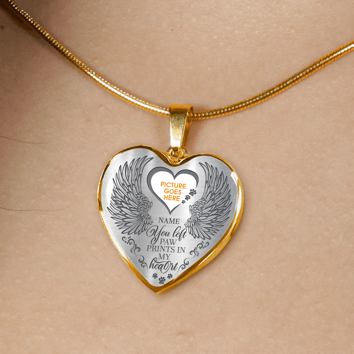 Personalized Pet Memorial Heart Necklace Paw Prints In My Heart For Pet Custom Memorial Gift M71
