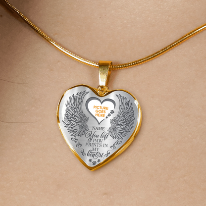 Personalized Pet Memorial Heart Necklace Paw Prints In My Heart For Pet Custom Memorial Gift M71