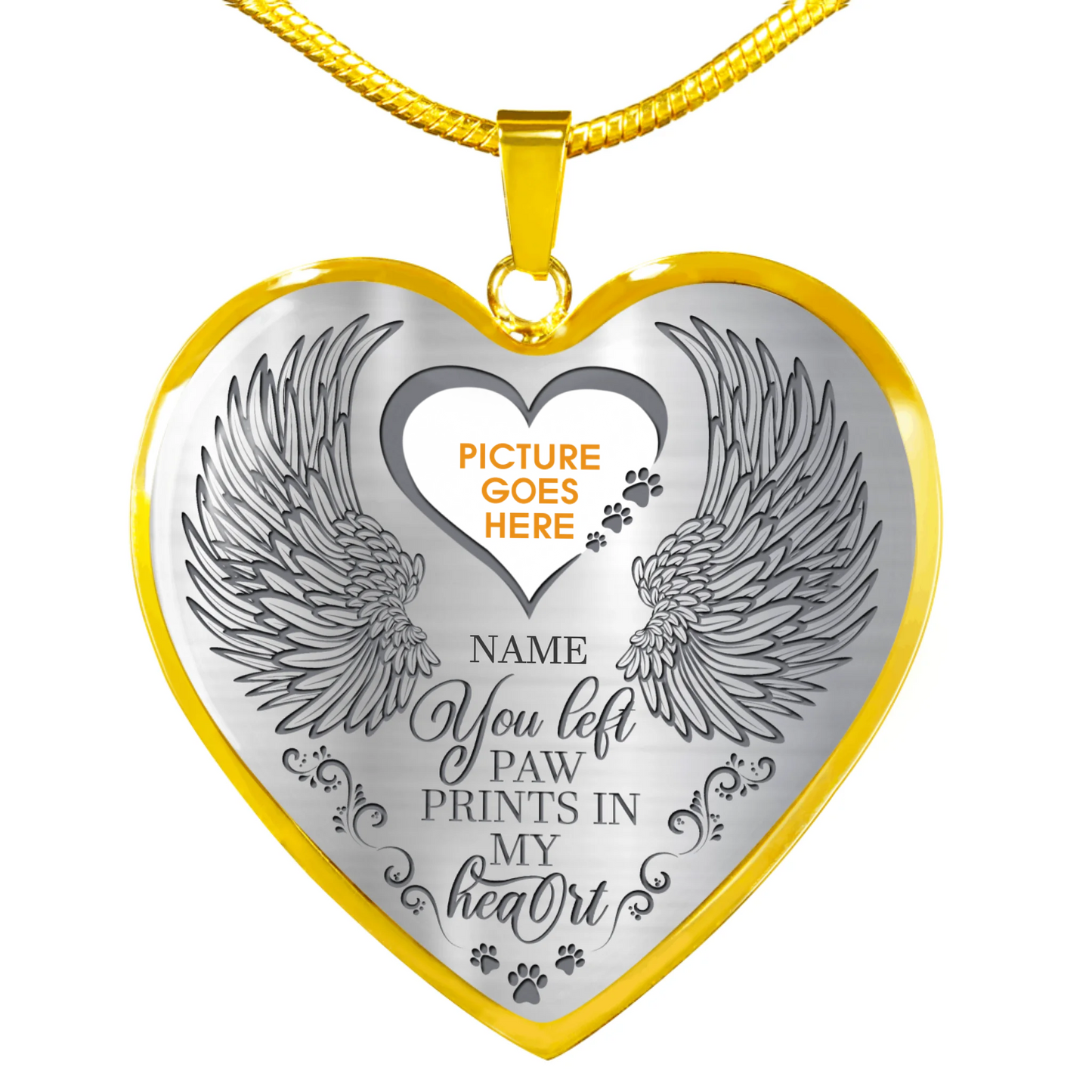 Personalized Pet Memorial Heart Necklace Paw Prints In My Heart For Pet Custom Memorial Gift M71